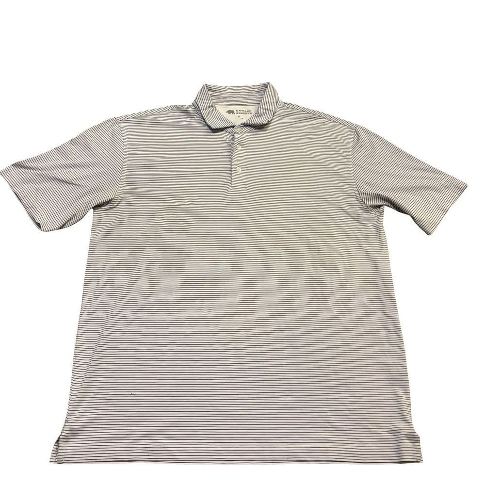 Onward Reserve Mens XL Performance Polo Navy White‎ Stripe Short Sleeve Golf